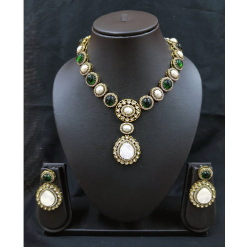 Showcase of Emerald And Pearl Victorian Necklace