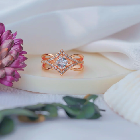 Chic And Trendy: Artificial Rose Gold Ring For Her