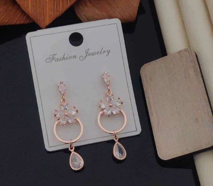 Premium Rose Gold Plated Stone Earrings