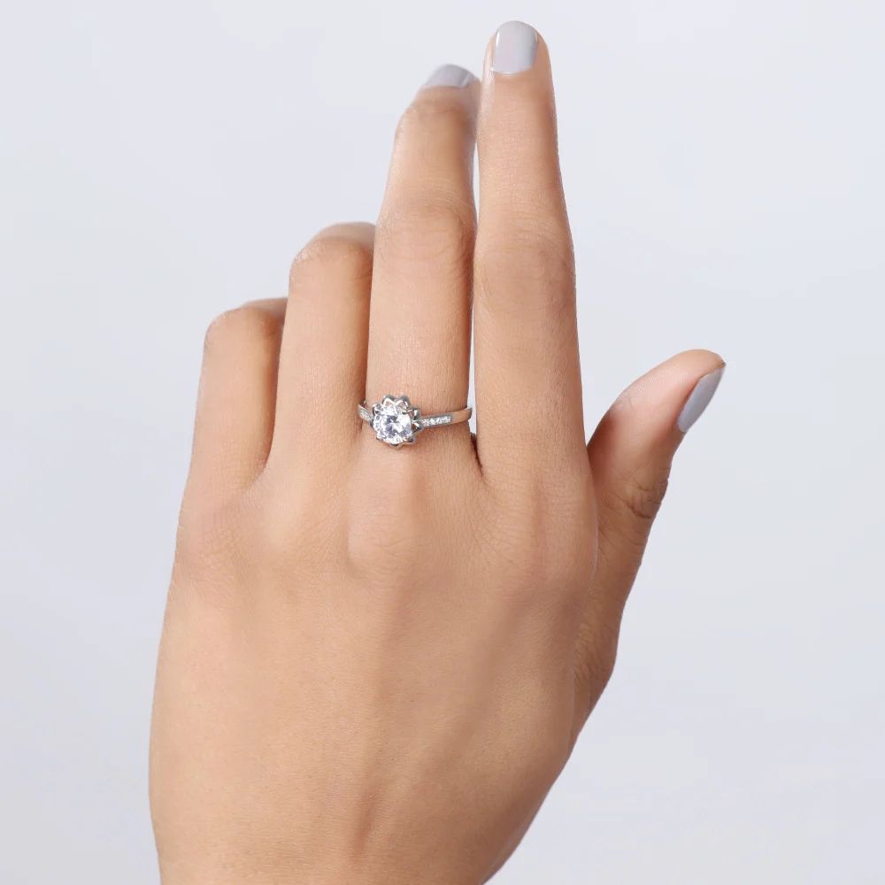 Premium Solitaire Studded Silver Ring