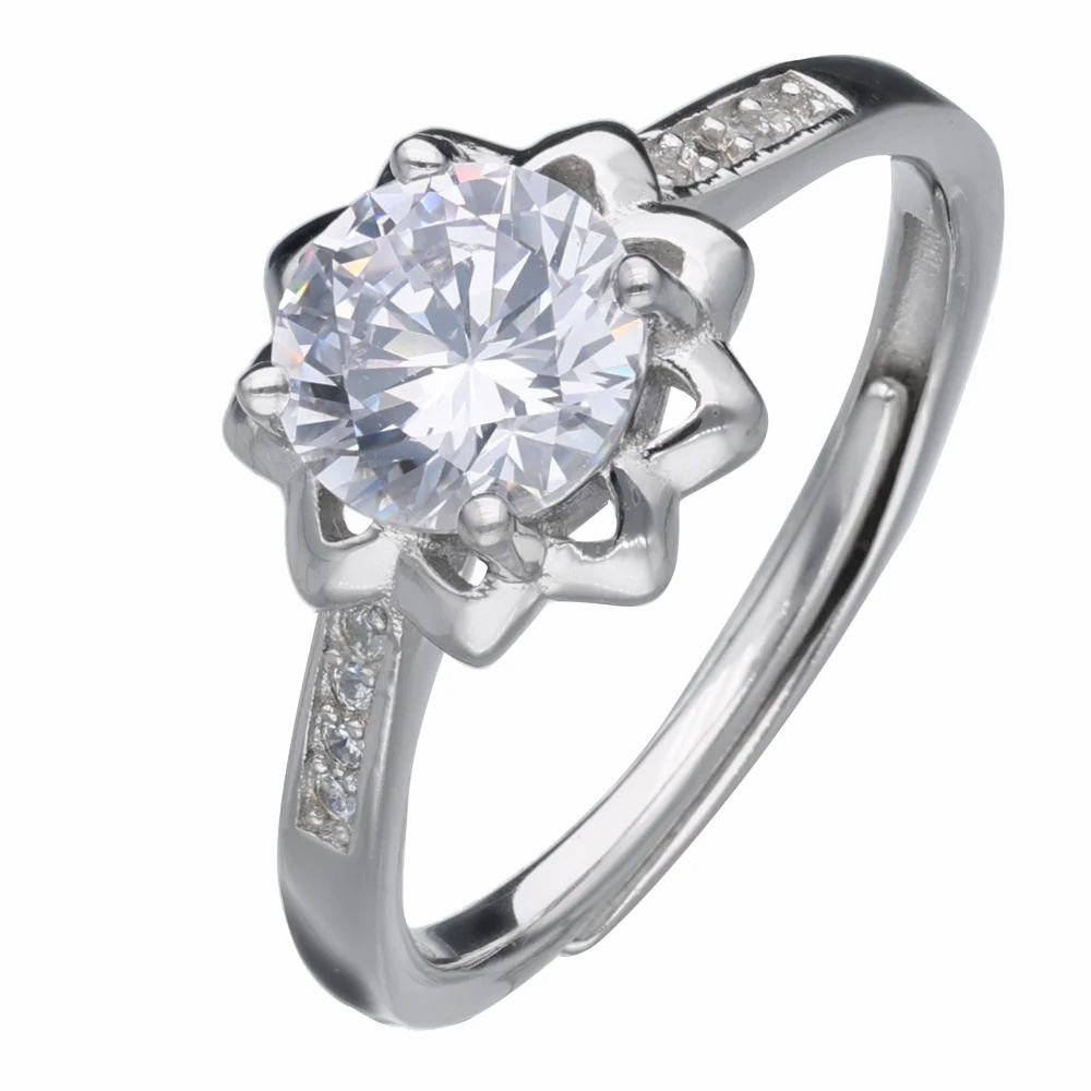 Premium Solitaire Studded Silver Ring