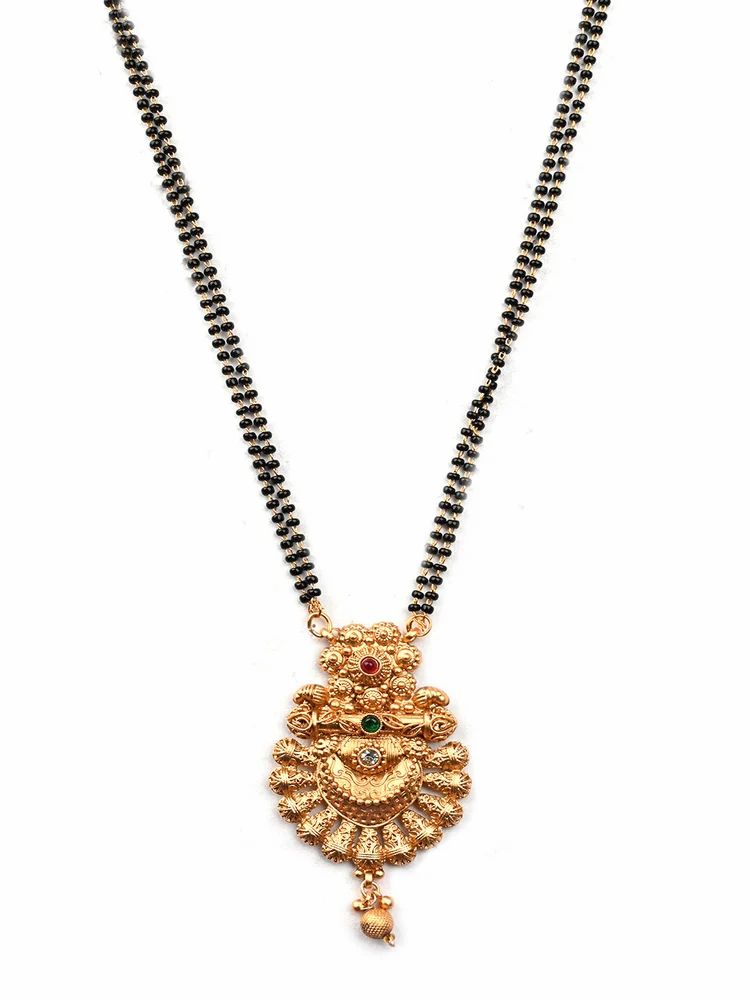 Kemp Rajwadi Mangalsutra With Adjustable Red Ring