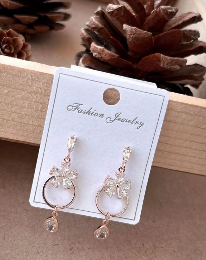 Premium Rose Gold Plated Stone Earrings