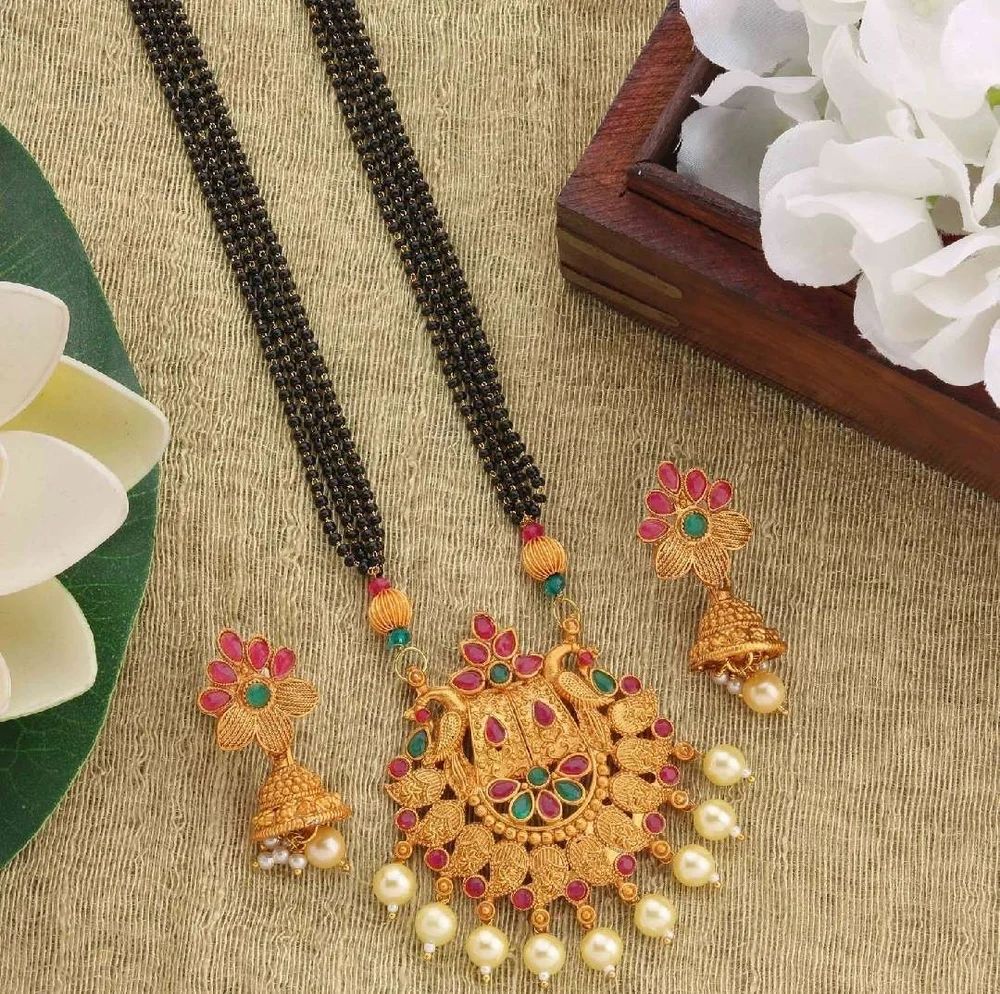 Matte Mangalsutra Set For Women ( With Earrings )