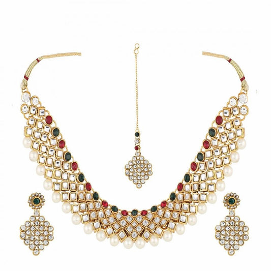 Premium Gold Plated Kundan Jewellery Necklace Set With Earrings