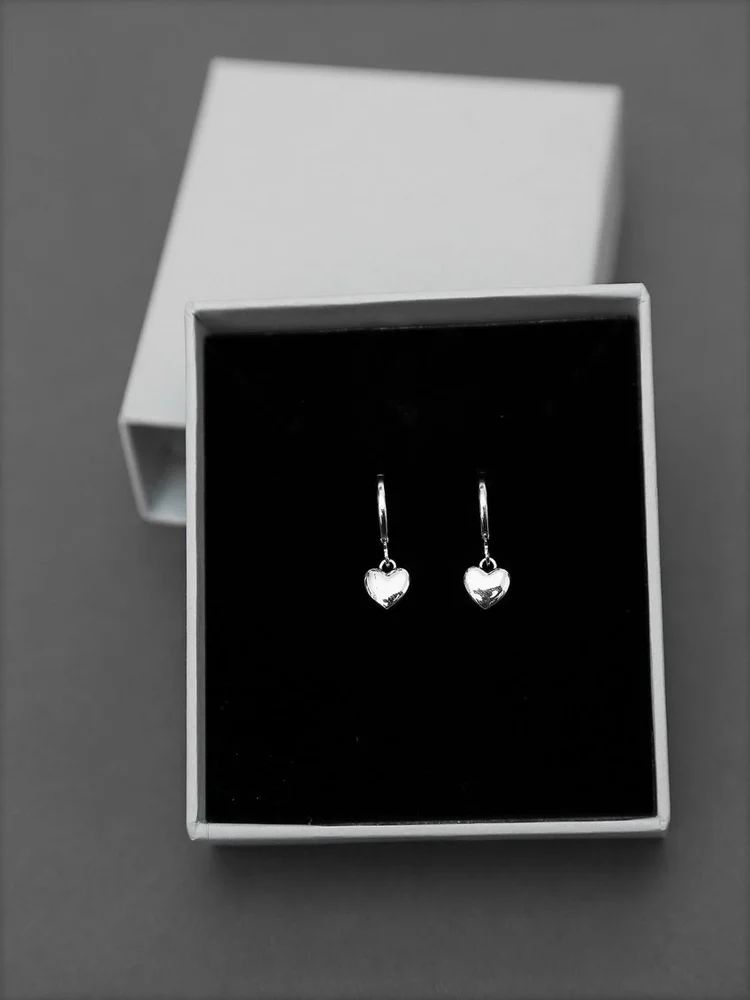 "Chandler Heart Drop Earrings - Elegant Silver-Toned Dangle Jewellery"