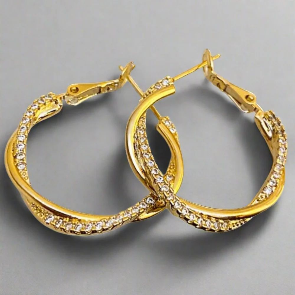 Je27-5 Hoop Cz Circular Earrings